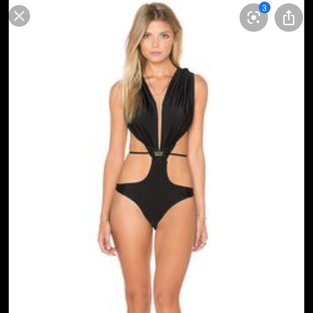 Lurelly Black halter one piece cut out swimsuit